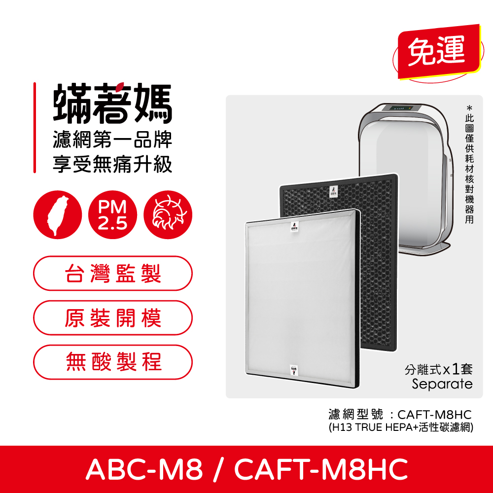 蟎著媽 濾網(適用 三洋 SANLUX ABC-M8 ABCM8 空氣清淨機)