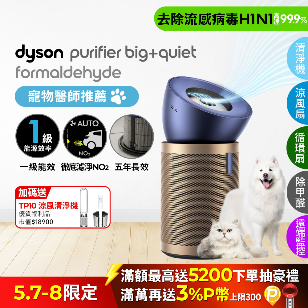 Dyson Purifier Big+Quiet 強效極靜甲醛偵測空氣清淨機BP04 普魯士藍及金色