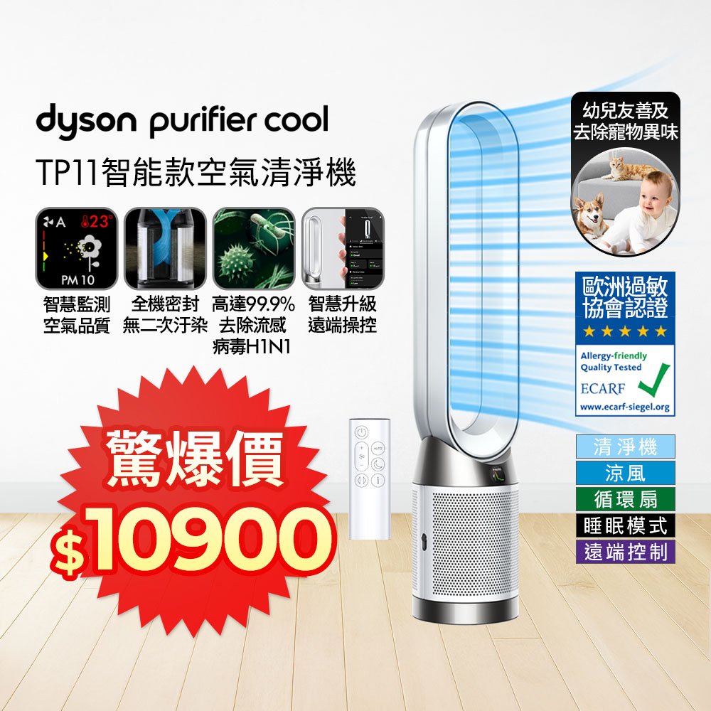 Dyson 戴森 Purifier Cool 二合一涼風智能空氣清淨機 TP11 白色