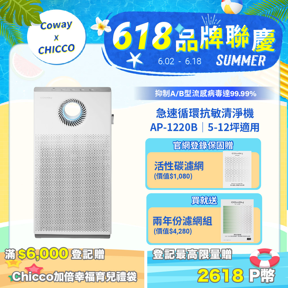 Coway AP-1220B 綠淨力雙向迴圈雙禦空氣清淨機