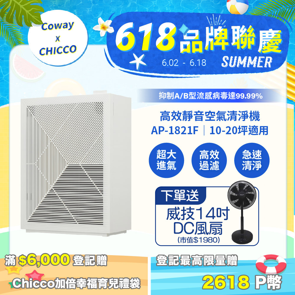 Coway 高效雙禦空氣清淨機 AP-1821F