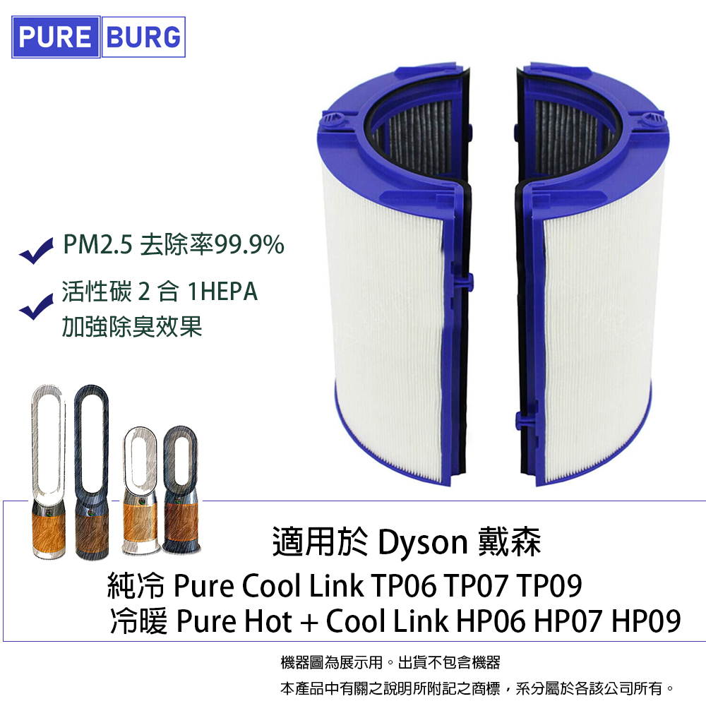 適用於Dyson Pure純冷TP06 TP07 TP7A TP09冷暖HP06 HP07 HP7A HP09 副廠濾網組