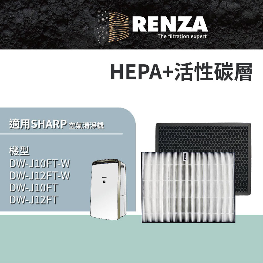 RENZA適用SHARP 夏普DW-J10FT-W DW-J12FT-W 清淨除濕機濾網
