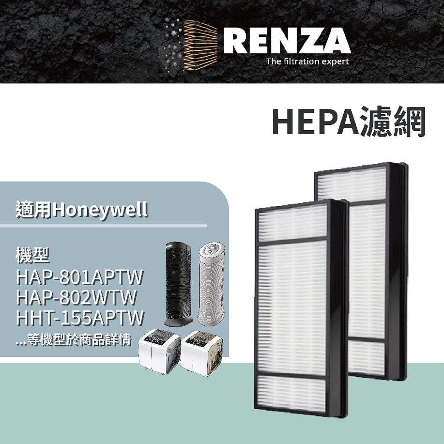 RENZA 兩片裝 HEPA濾網 適用Honeywell HAP-801APTW HPA-162WTW HPA-160TWD1 替代 HRF-HX2-AP