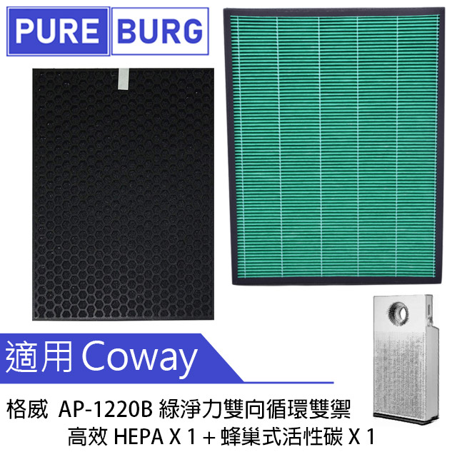 適用Coway格威AP-1220B 綠淨力雙向循環雙禦空氣清淨機 替換用HEPA+活性碳濾網心耗