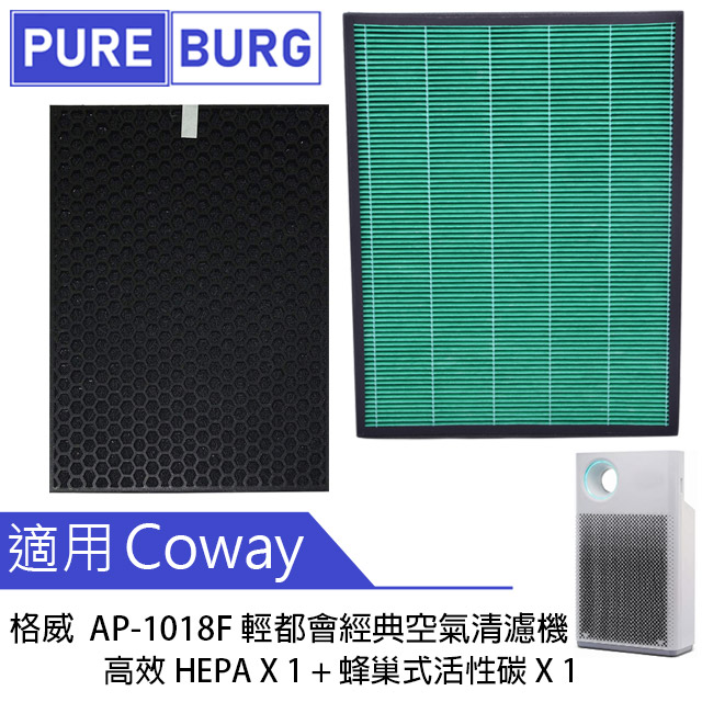 適用Coway格威 AP-1018F 輕都會經典 空氣清淨機 替換用HEPA+活性碳濾網心耗材