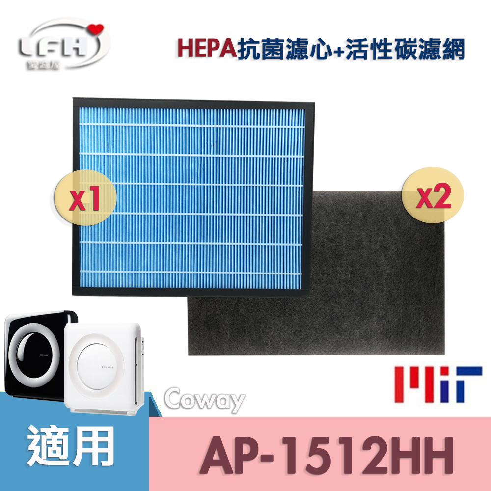 HEPA抗菌濾心+2片活性碳濾網 適用 Coway 格威 AP-1512HH AP1512HHW 1512 空氣清淨機