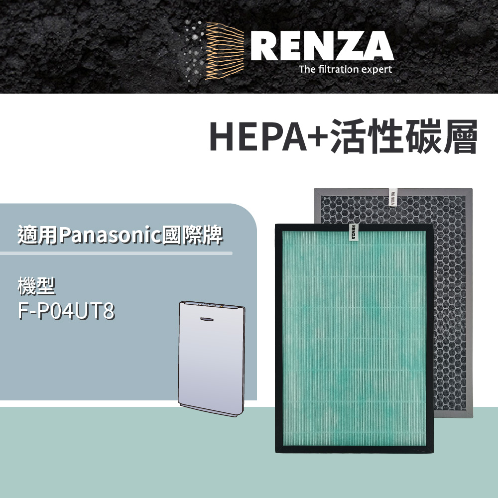 RENZA濾網 適用 Panasonic 國際牌 F-P04UT8 可替換 F-P04US HEPA+活性碳濾網
