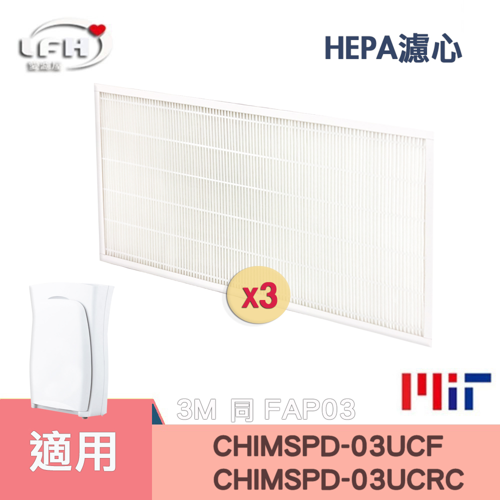 HEPA濾心 適用 FAP03 CHIMSPD-03UCRC超濾淨型大坪數濾網Filtrete CHIMSPD-03UCF -3入組