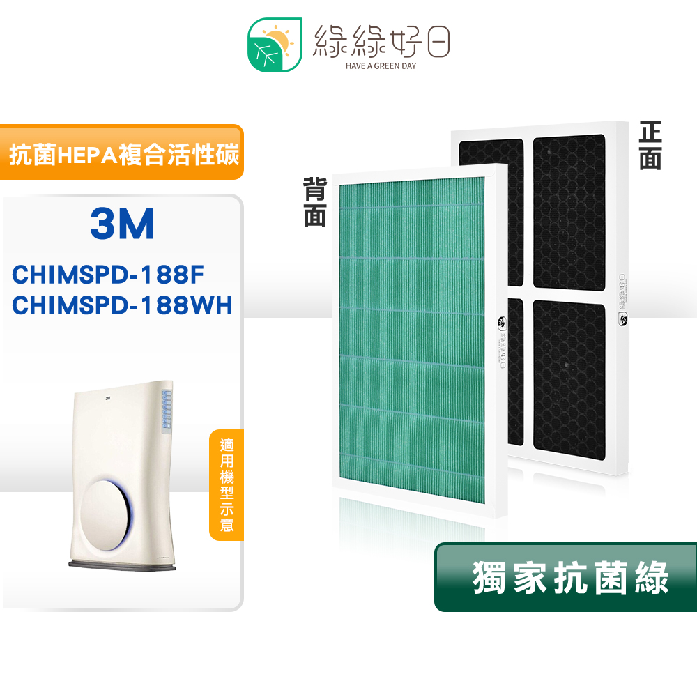 綠綠好日 適用 3M Slimax 淨呼吸 CHIMSPD-188F 188WH 抗菌 濾心 複合 蜂顆活性碳濾網