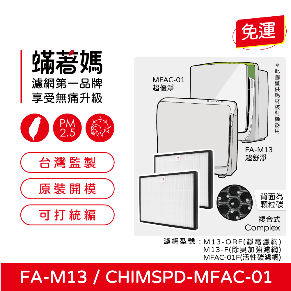 【蟎著媽】濾網2入優惠組(適用 3M 超優淨 超舒淨 MFAC MFAC01-F FA-M13 空氣清淨機)
