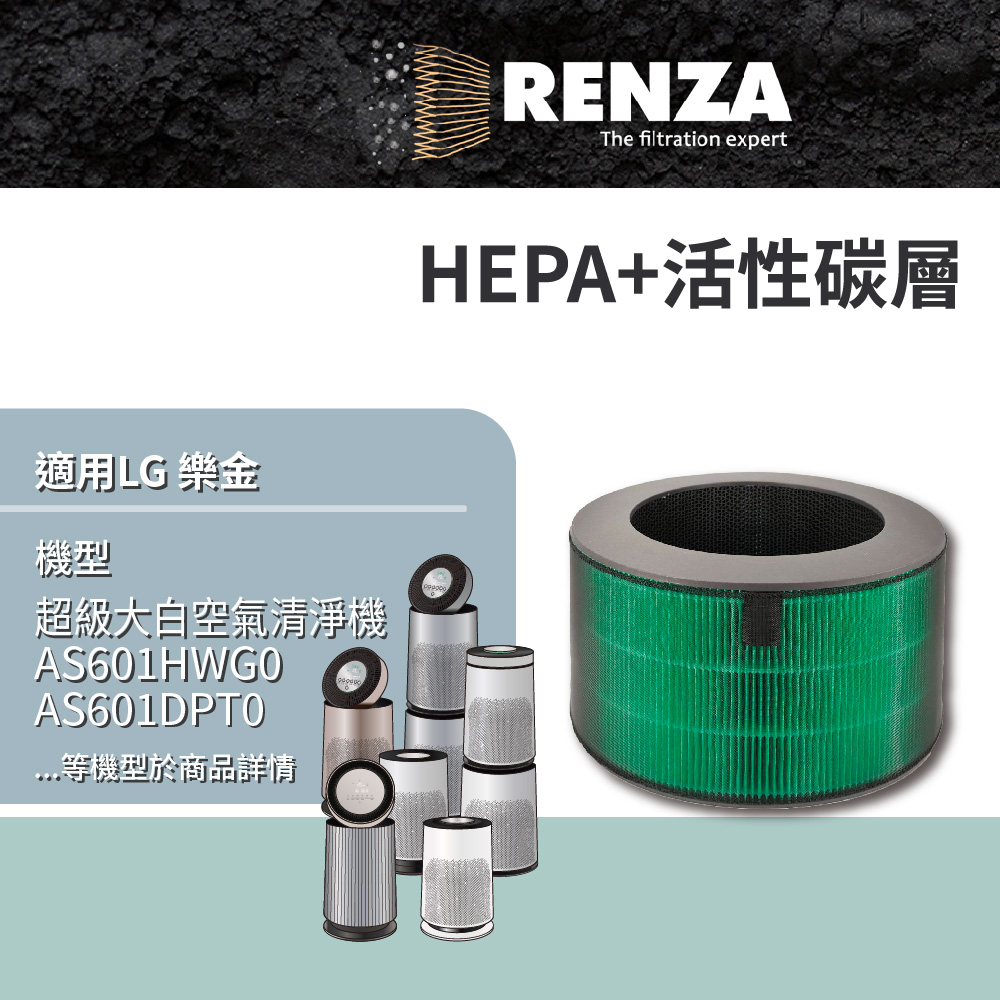 RENZA HEPA加活性碳 適配LG 樂金 超級大白 空氣清淨機濾芯 AAFTDT101 , 適用超級大白