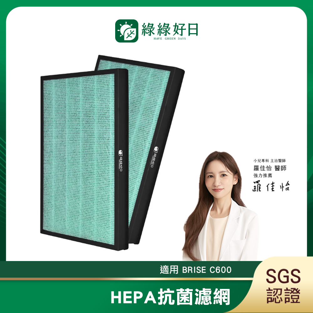 BRISE 綠綠好日 適用  C600 【一年份雙入組】抗菌濾芯 蜂巢顆粒活性碳 二合一濾網