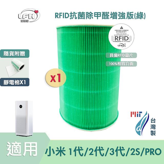 HEPA濾芯 RFID 抗菌除甲醛增強版(綠) 贈靜電棉 適用 米家 小米 1代 2代 3代 2S Pro 空氣淨化器 台灣製