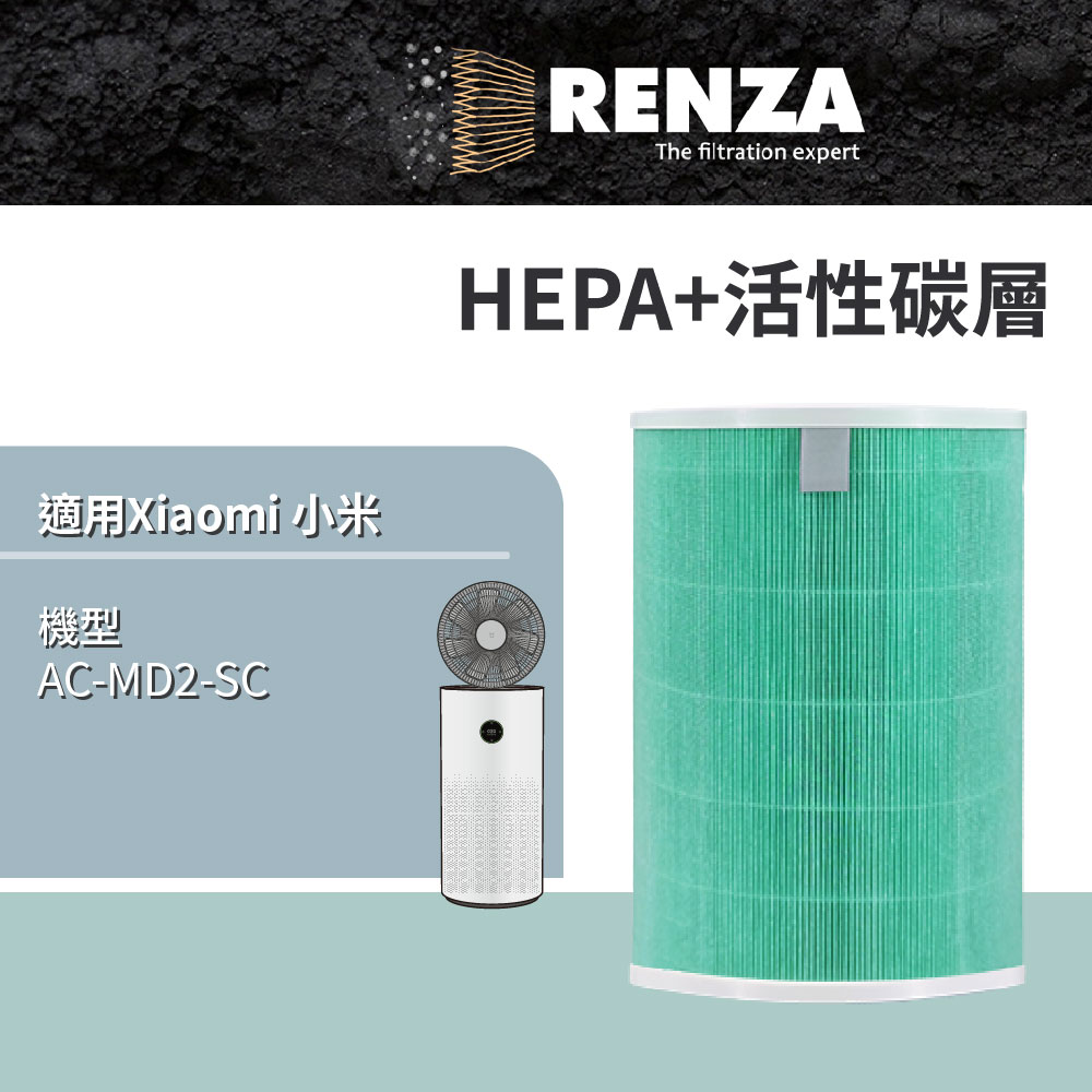 適用小米Xiaomi AC-MD2-SC空氣循環淨化器 空氣清淨機 濾芯 抗菌HEPA 除臭活性碳濾網