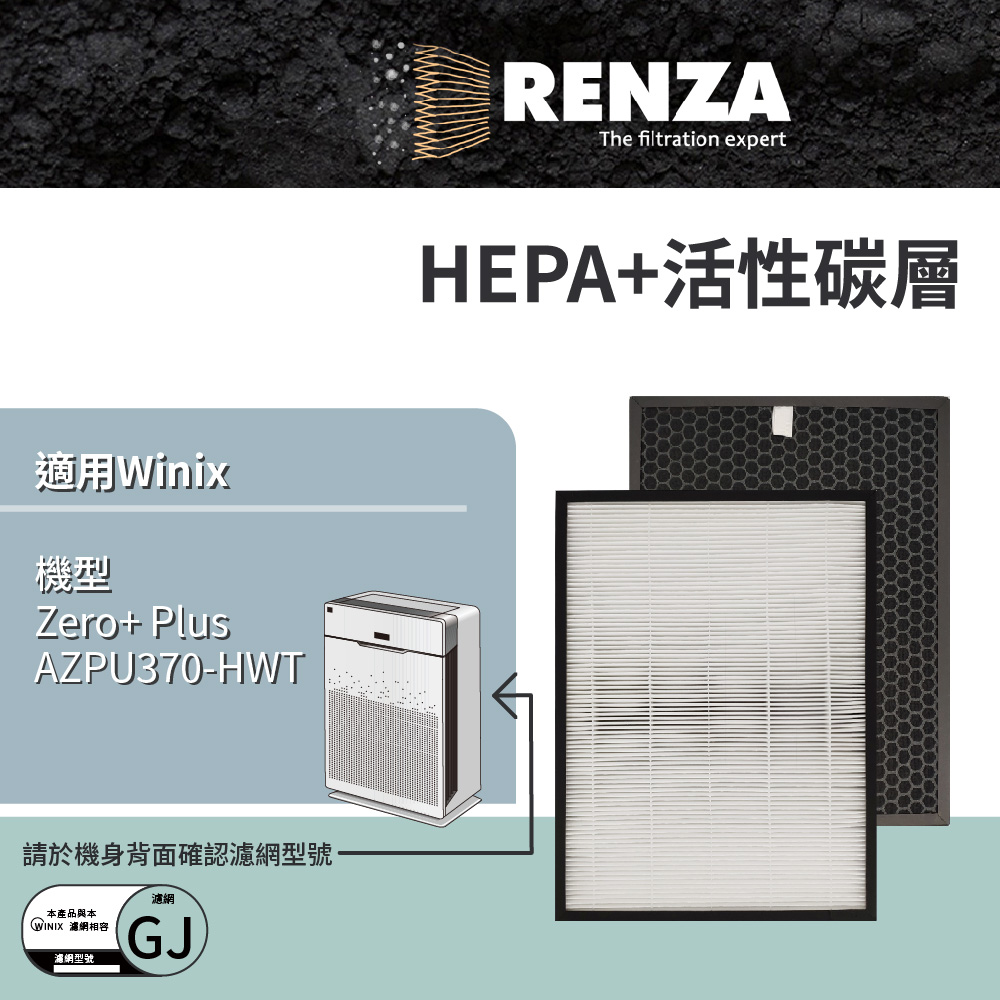 RENZA濾網 適用Winix Zero+ Plus AZPU370-HWT 替換Filter GJ 韓國 清淨機 濾芯
