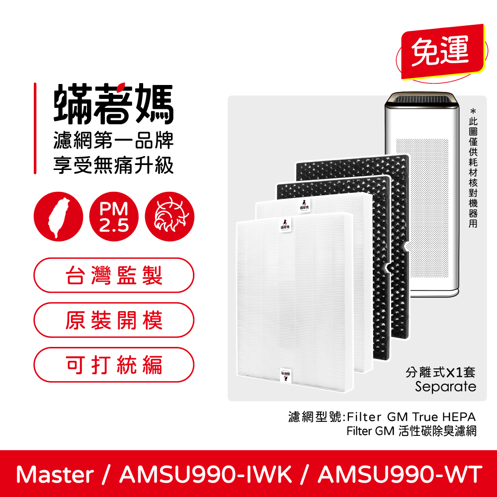 蟎著媽 濾網(適用 Winix Master AMSU990-IWK AMSU990-IWT 雙空氣噴射氣流 空氣清淨機)