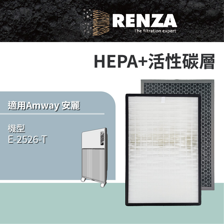 RENZA濾網 適用Amway安麗E-2526-T 第一代空氣清淨機 E-2527 E-2528 HEPA活性碳