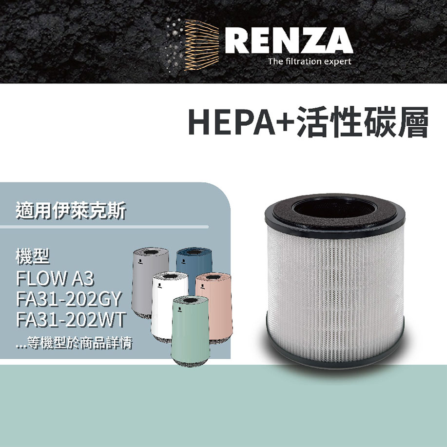 RENZA濾網 適用Electrolux伊萊克斯 Flow A3 FA31-202 EFFCLN2 HEPA 活性碳