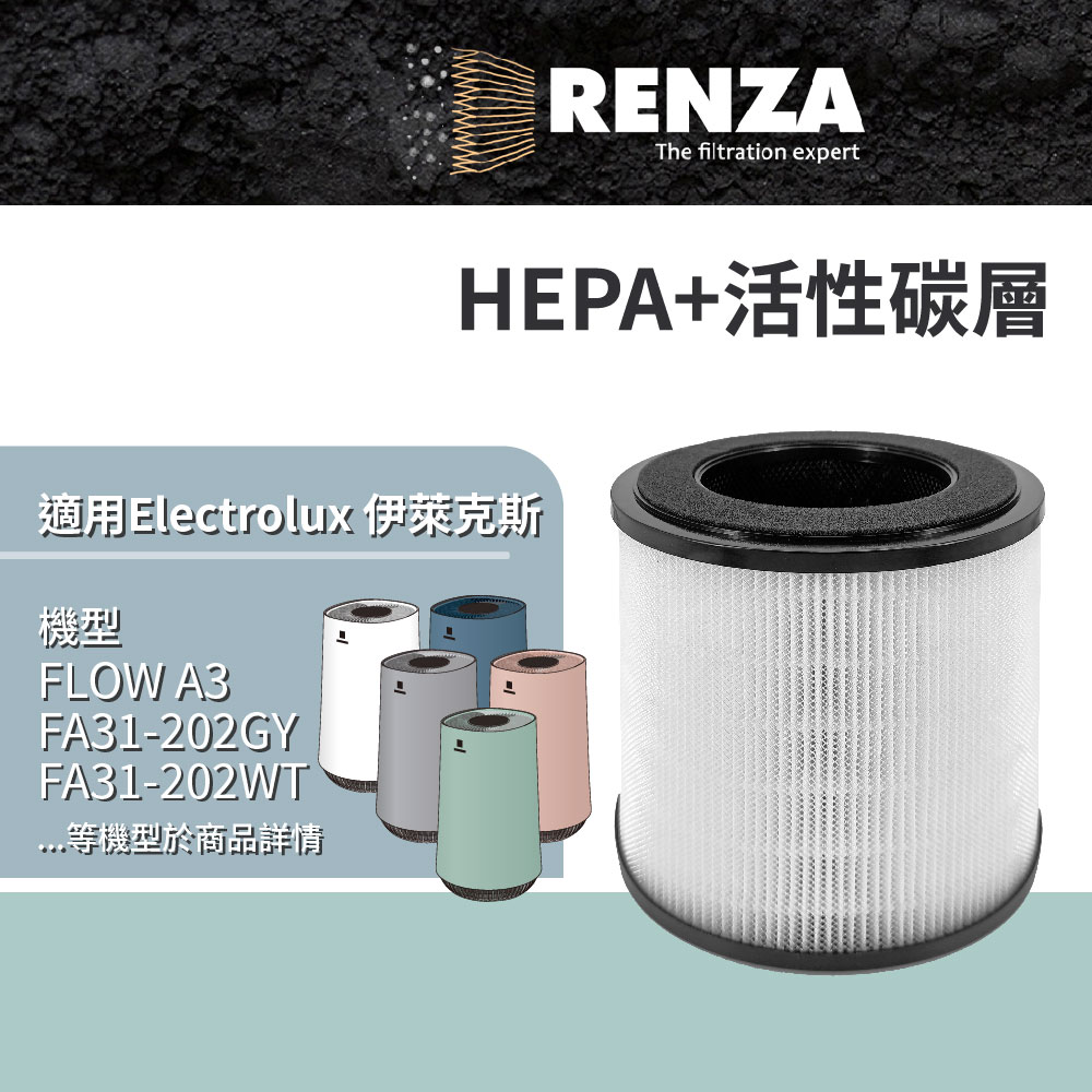 RENZA濾網 適用Electrolux伊萊克斯 Flow A3 FA31-202 EFFCLN2 HEPA 活性碳