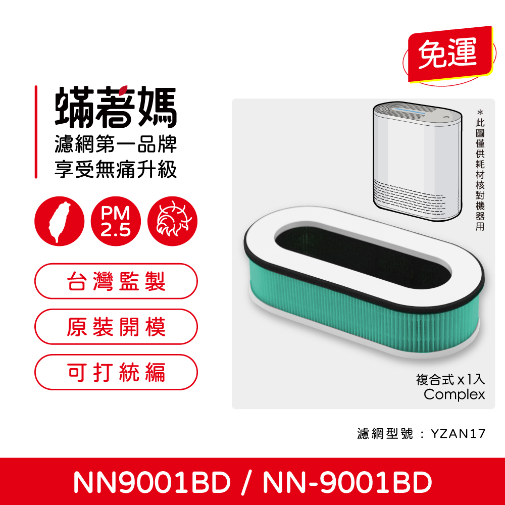 蟎著媽 濾網(適用 Teco 東元 NN9001BD NN-9001BD YZAN17 空氣清淨機)