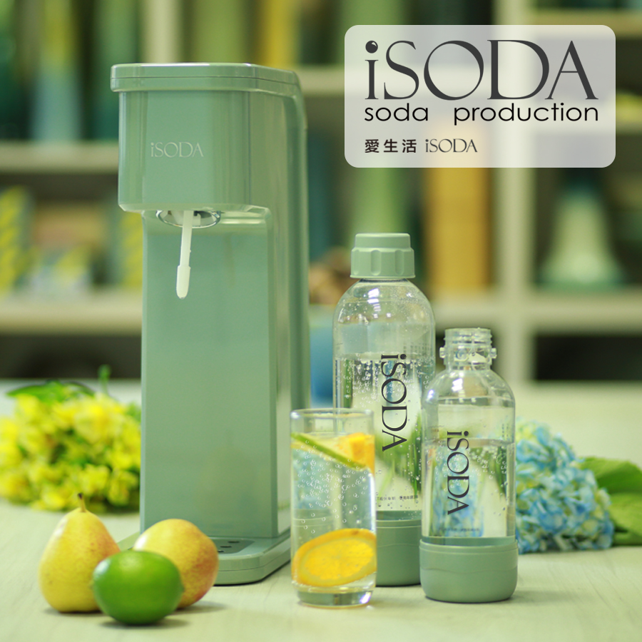 【iSODA】全自動免插電氣泡水機IS-500G(粉漾綠)