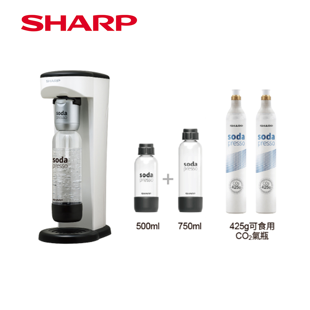 SHARP夏普 Soda Presso氣泡水機(雙瓶組) CO-SM2T-W(白)