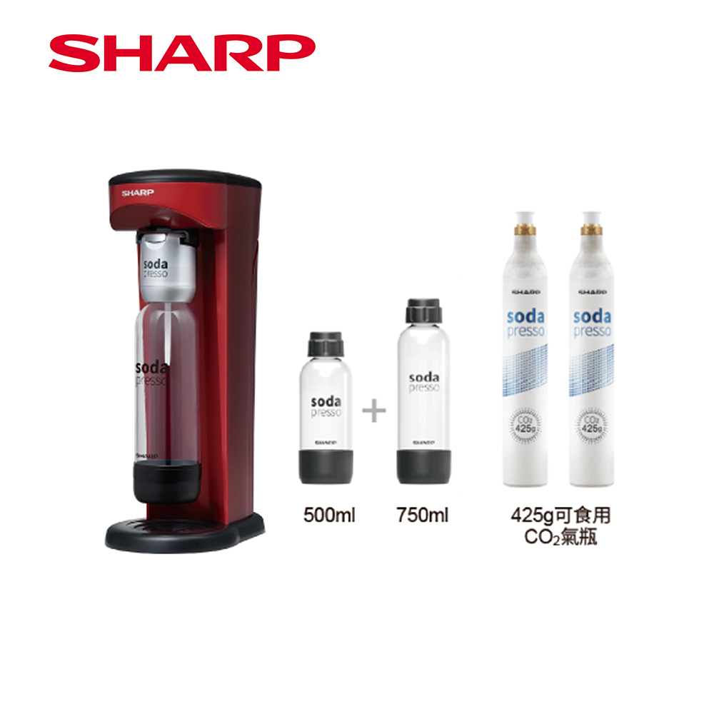 SHARP夏普 Soda Presso氣泡水機(雙瓶組) CO-SM2T-R(紅)