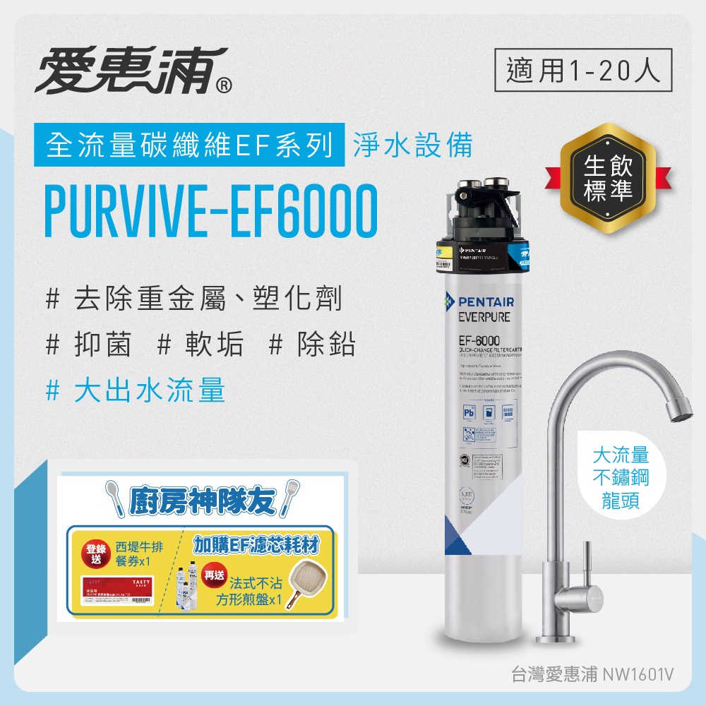 愛惠浦 EVERPURE PURVIVE-EF6000單道式廚下型淨水器