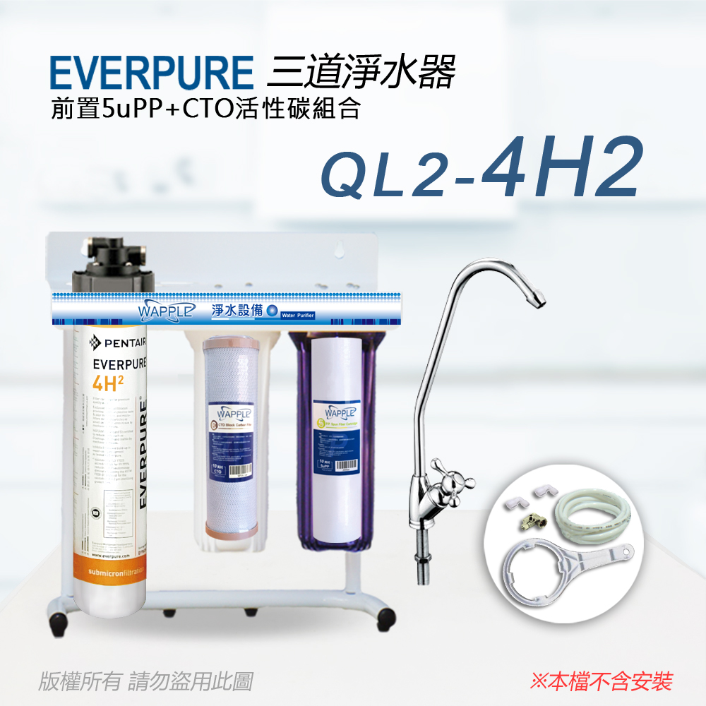 【Everpure】美國原廠 QL2-4H2三道立架型淨水器(自助型-含全套配件)