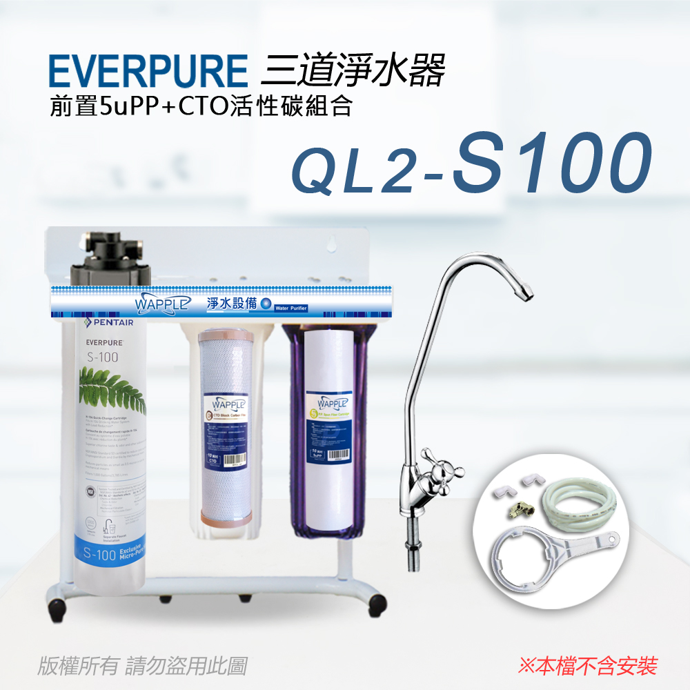 【Everpure】美國原廠 QL2-S100三道立架型淨水器(自助型-含全套配件)