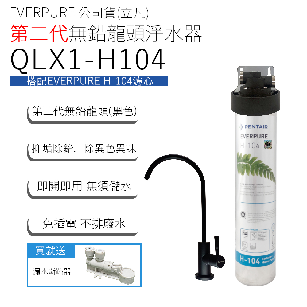 EVERPURE 公司貨(立凡) 第二代無鉛龍頭淨水器 QLX1-H104