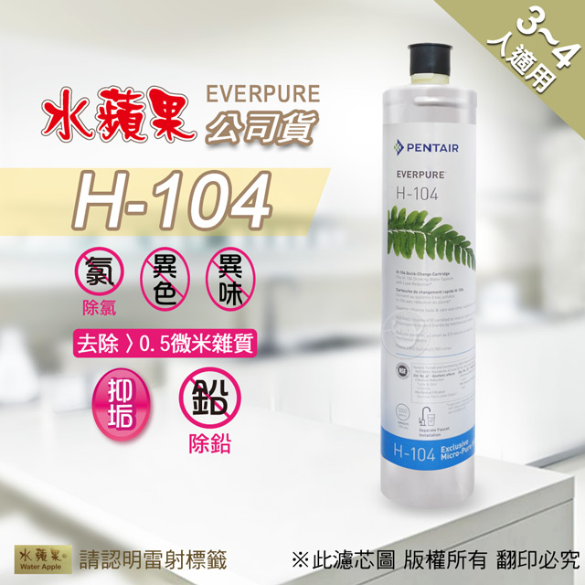 【水蘋果公司貨】EVERPURE H104 淨水濾心