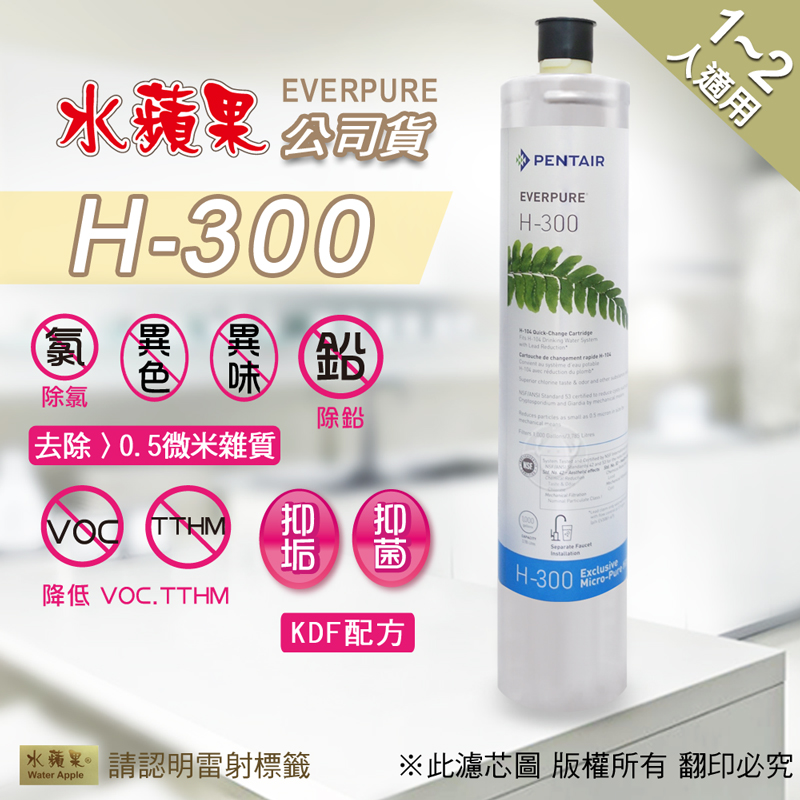 【水蘋果公司貨】EVERPURE H300 淨水濾心