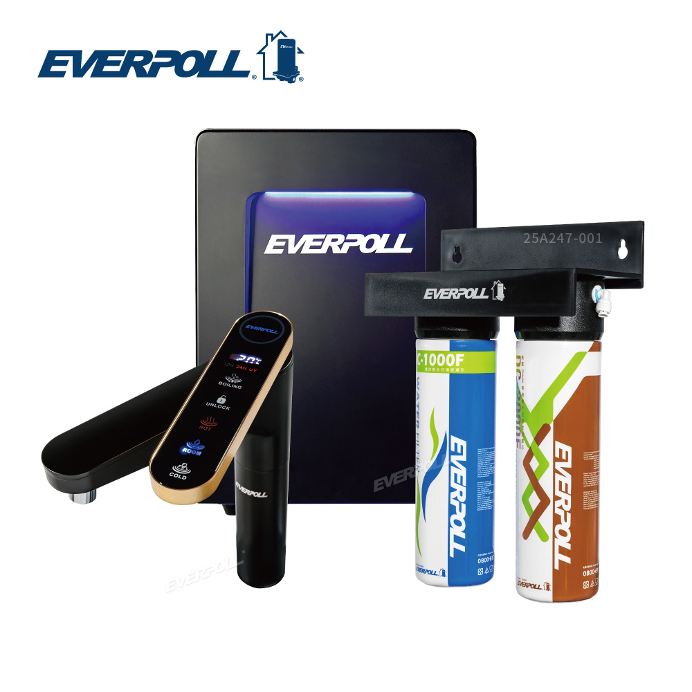 【EVERPOLL】智慧廚下型三溫UV觸控飲水機+經典複合淨水器 (EVB-398+DCP-3000HA)