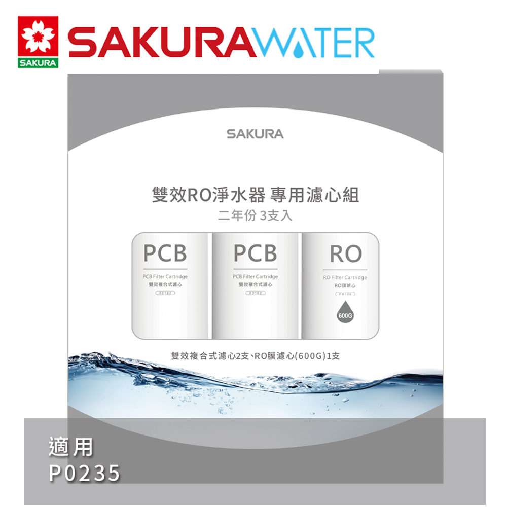 SAKURA櫻花 雙效RO淨水器二年份專用濾心F2194(F0162x2+F0186x1)適用P0235