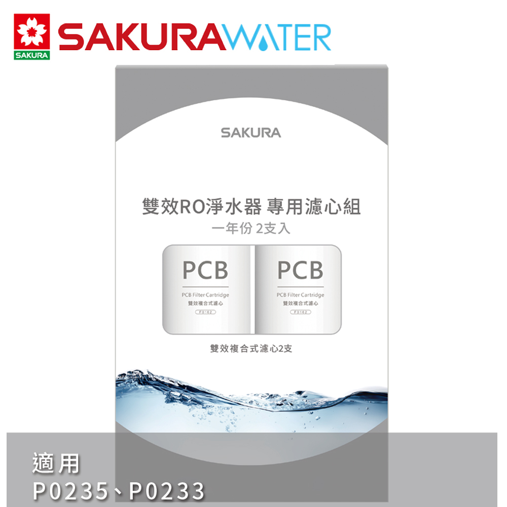 SAKURA櫻花 雙效RO淨水器2年份專用濾心F2192(F0162x2支)適用P0235/P0233