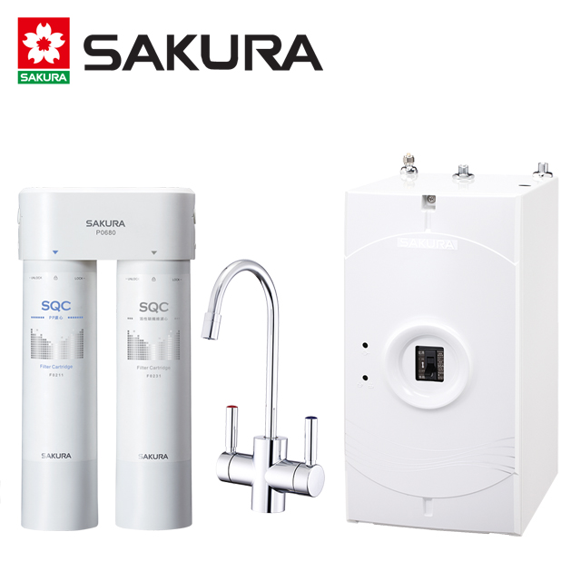 《SAKURA櫻花》廚下加熱器P0553A+快捷高效淨水器 P0680