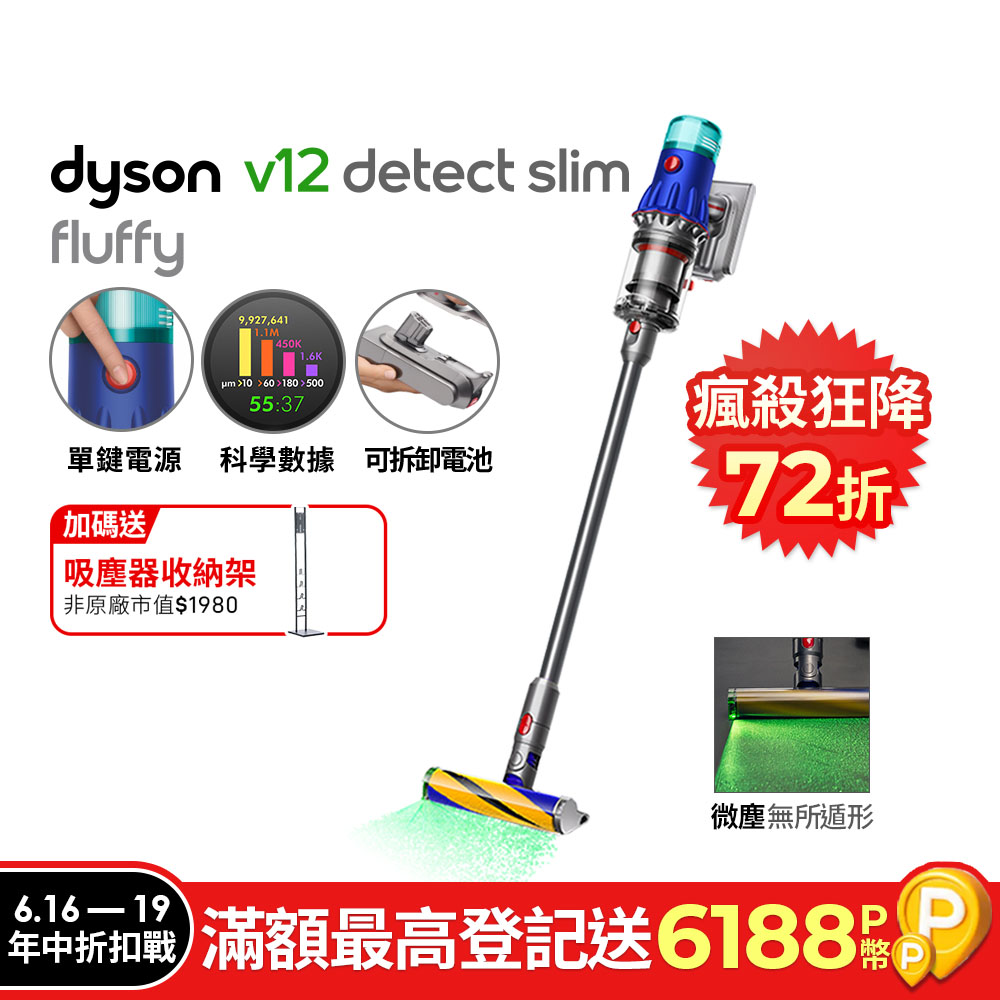 Dyson V12 Detect Slim Fluffy SV46 輕量智慧吸塵器(銀灰)