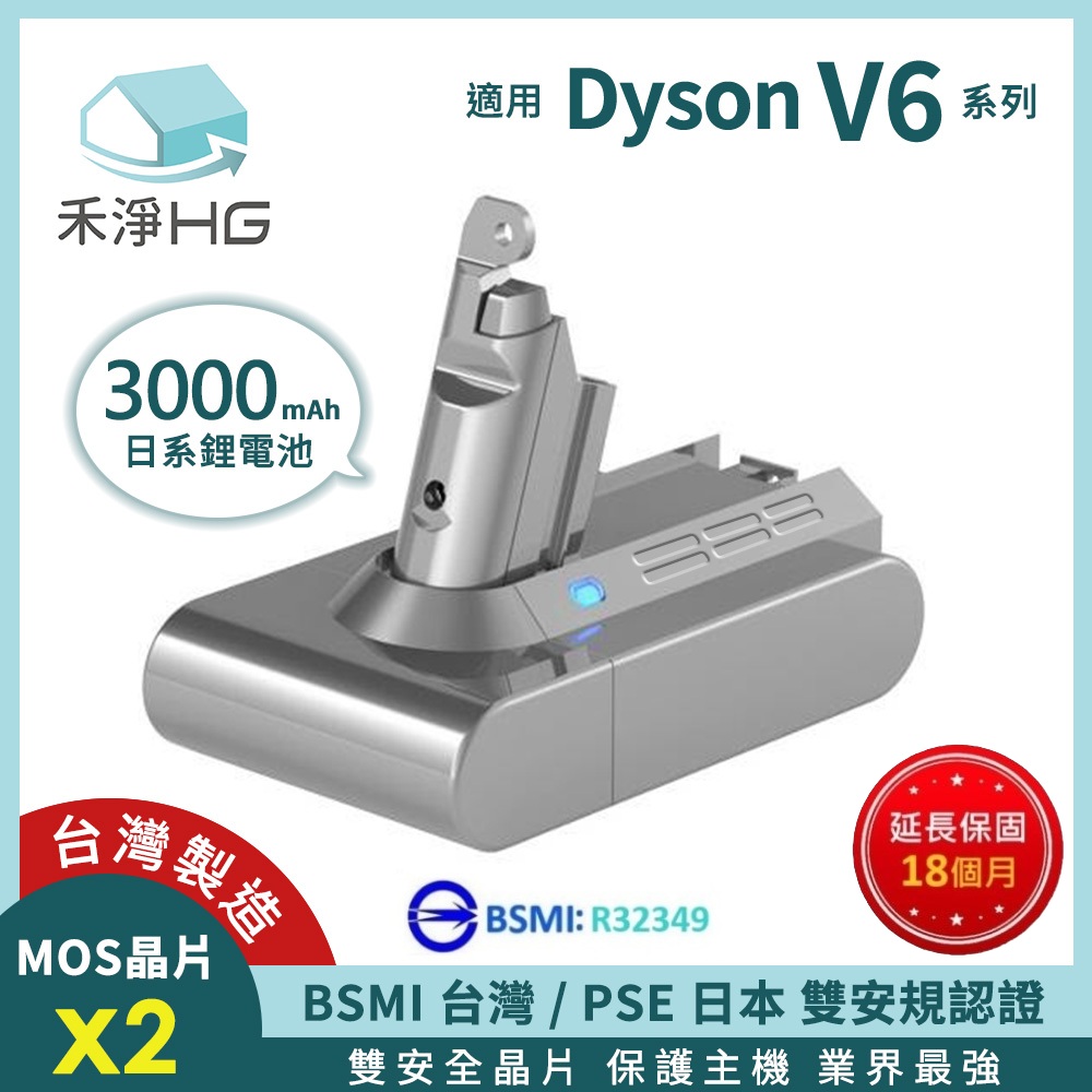 【禾淨家用HG】Dyson V6 DC6300 3000mAh 副廠吸塵器配件 鋰電池