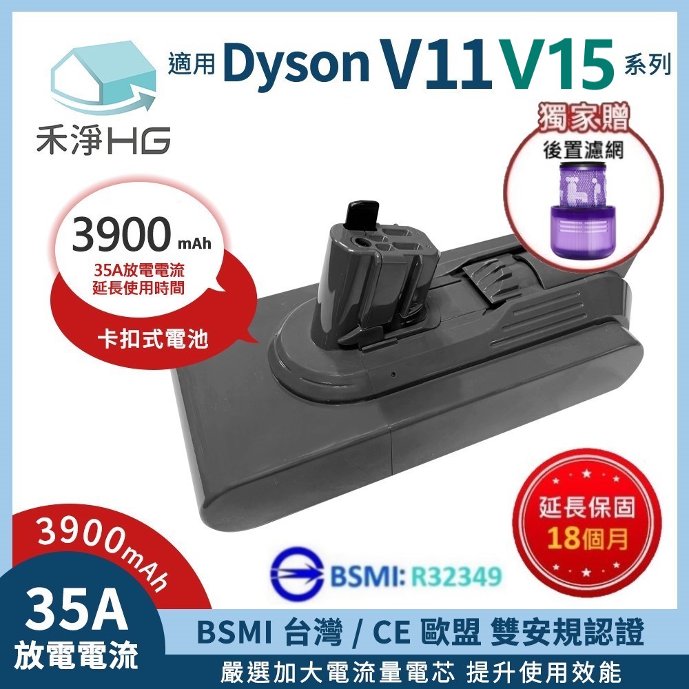 【禾淨家用HG】Dyson V11(SV14) DC1140 3900mAh 副廠吸塵器配件 鋰電池(螺絲式)(後置濾網)