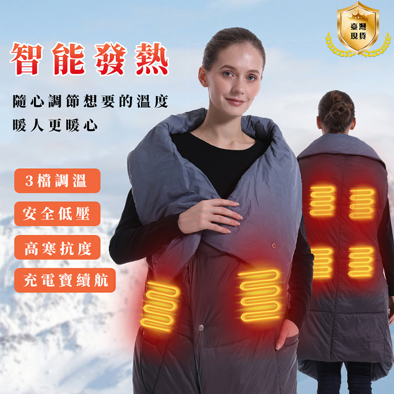 USB電熱毯 暖身毯 充電寶暖身毯 護肩護頸 電熱披肩毯 電熱披肩 安全毯子 戶外露營發熱蓋毯