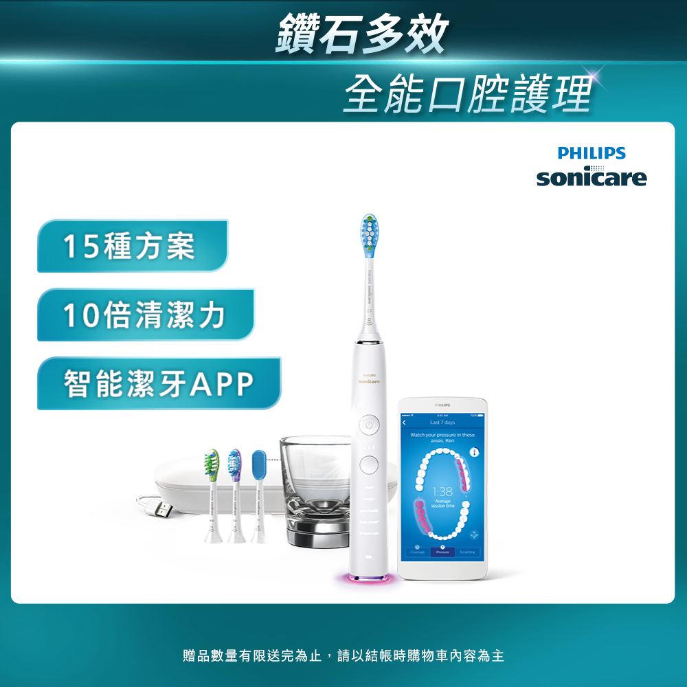 PHILIPS 飛利浦 官方直營 Sonicare DiamondClean Smart 鑽石極淨智能音波震動牙刷HX9924/02 (晶鑽白)(電動牙刷)