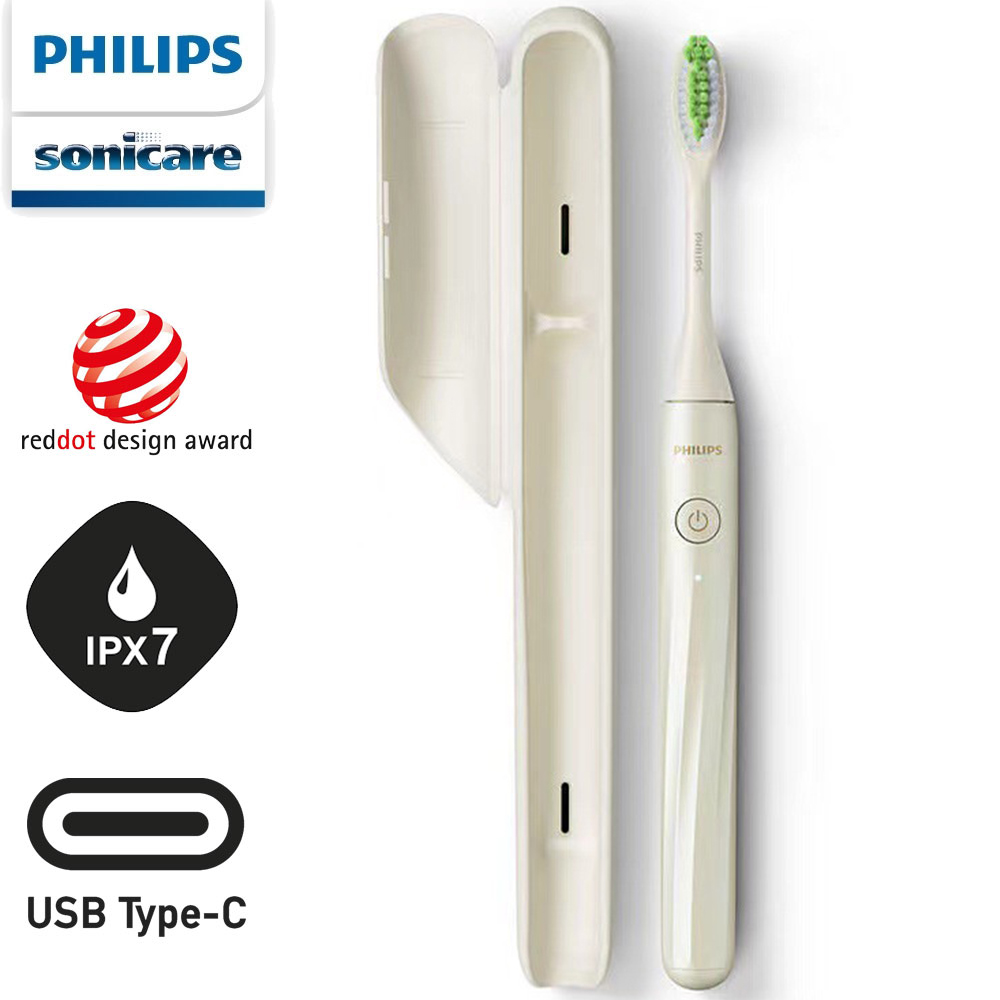 【Philips 飛利浦】One by Sonicare攜帶式旅行盒電動牙刷 HY1200 白色(全新品-外盒凹損)