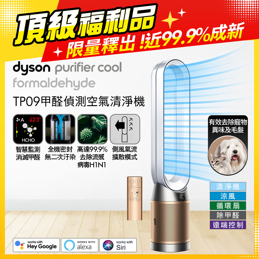 Dyson 戴森 Purifier Cool Formaldehyde 二合一甲醛偵測涼風空氣清淨機TP09(白金色)