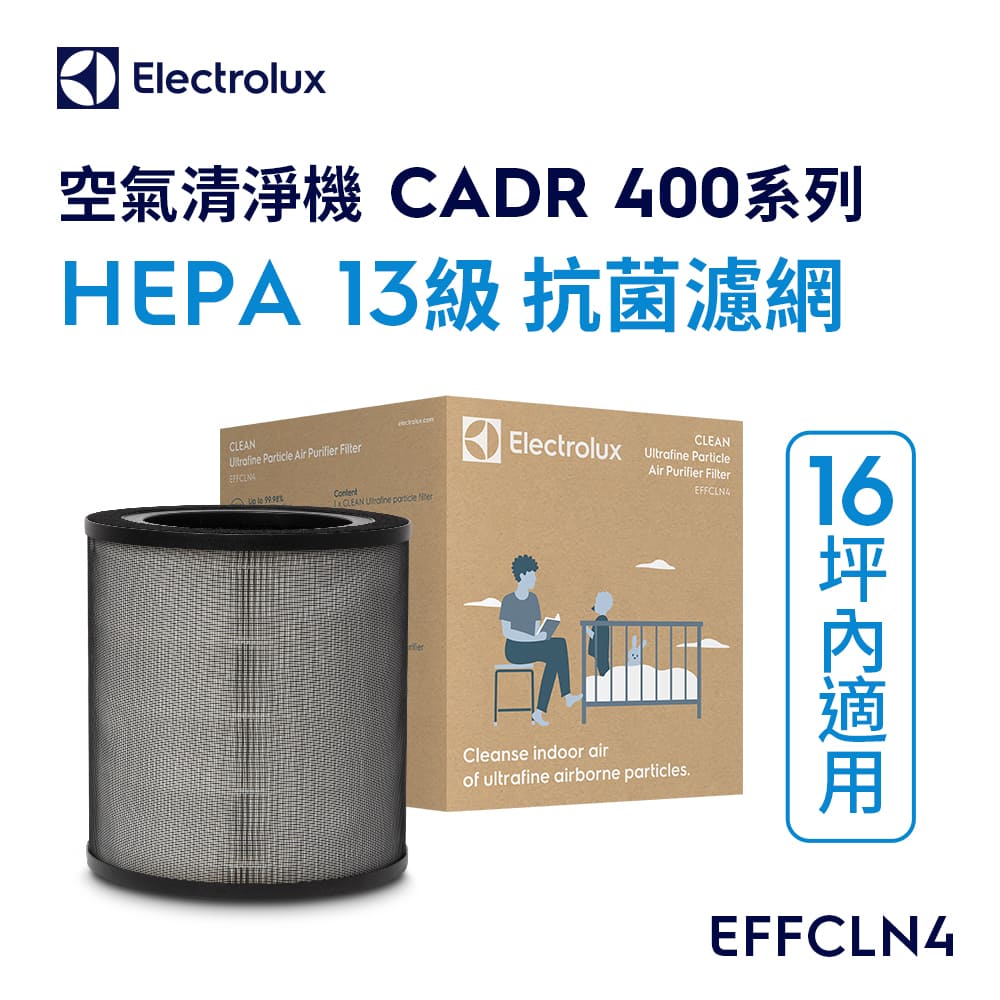 【Electrolux 伊萊克斯】極適家居500/Flow A4系列 UV空氣清淨機專用濾網組HEPA13級(EFFCLN4)