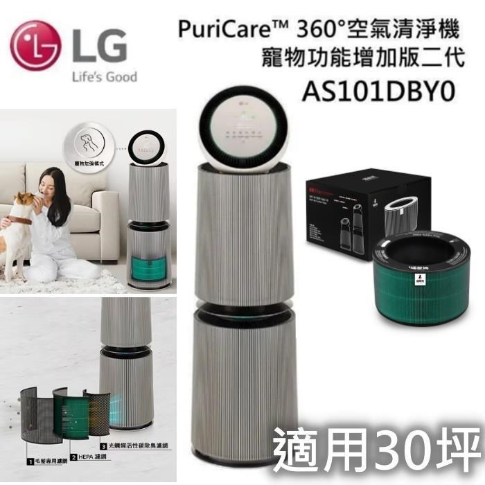LG 樂金 AS101DBY0 寵物功能增加版二代 雙層 超級大白空氣清淨機