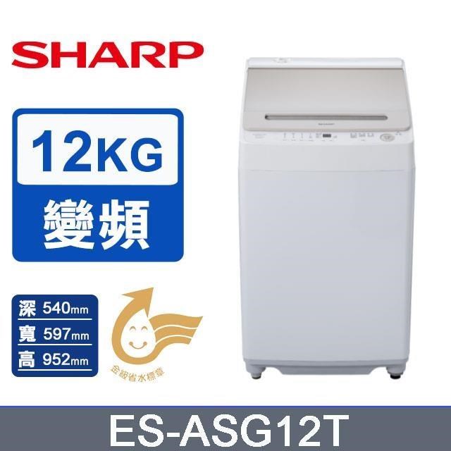 SHARP 夏普 12公斤無孔槽變頻直立式洗衣機(ES-ASG12T)
