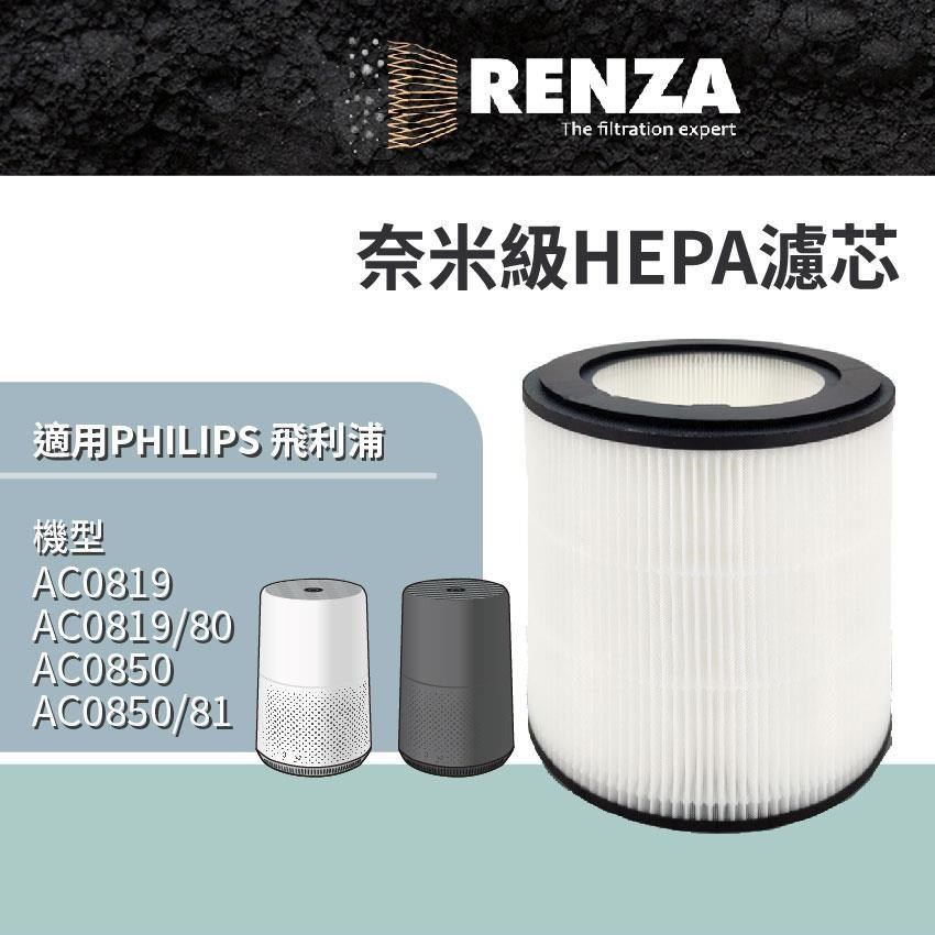 RENZA濾網 適用PHILIPS飛利浦 AC0819 AC0819/80 FY0194/30清淨機 奈米級HEPA濾芯