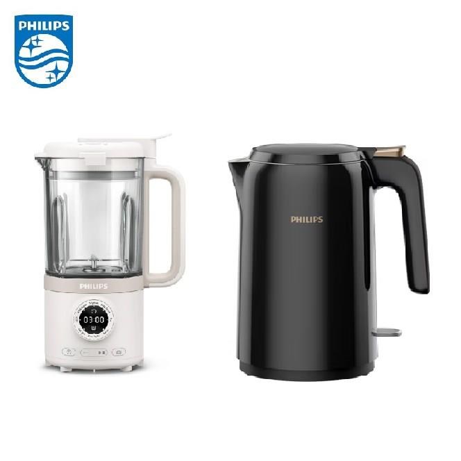 PHILIPS 飛利浦 1.5L不鏽鋼煮水壺 (HD9389/80)+破壁營養冷熱豆漿調理機(HR2038/30)